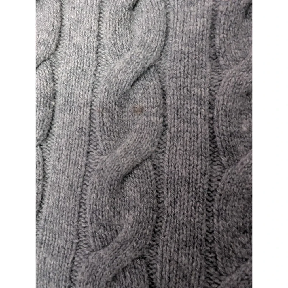 Vineyard Vines Mens L Gray Cable Knit Mock Neck Button Wool Cashmere Sweater